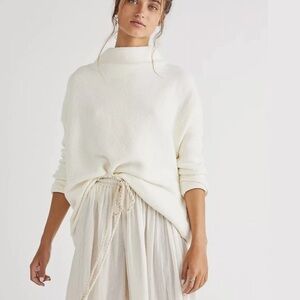 Free People Cream Cowl Neck Sweater